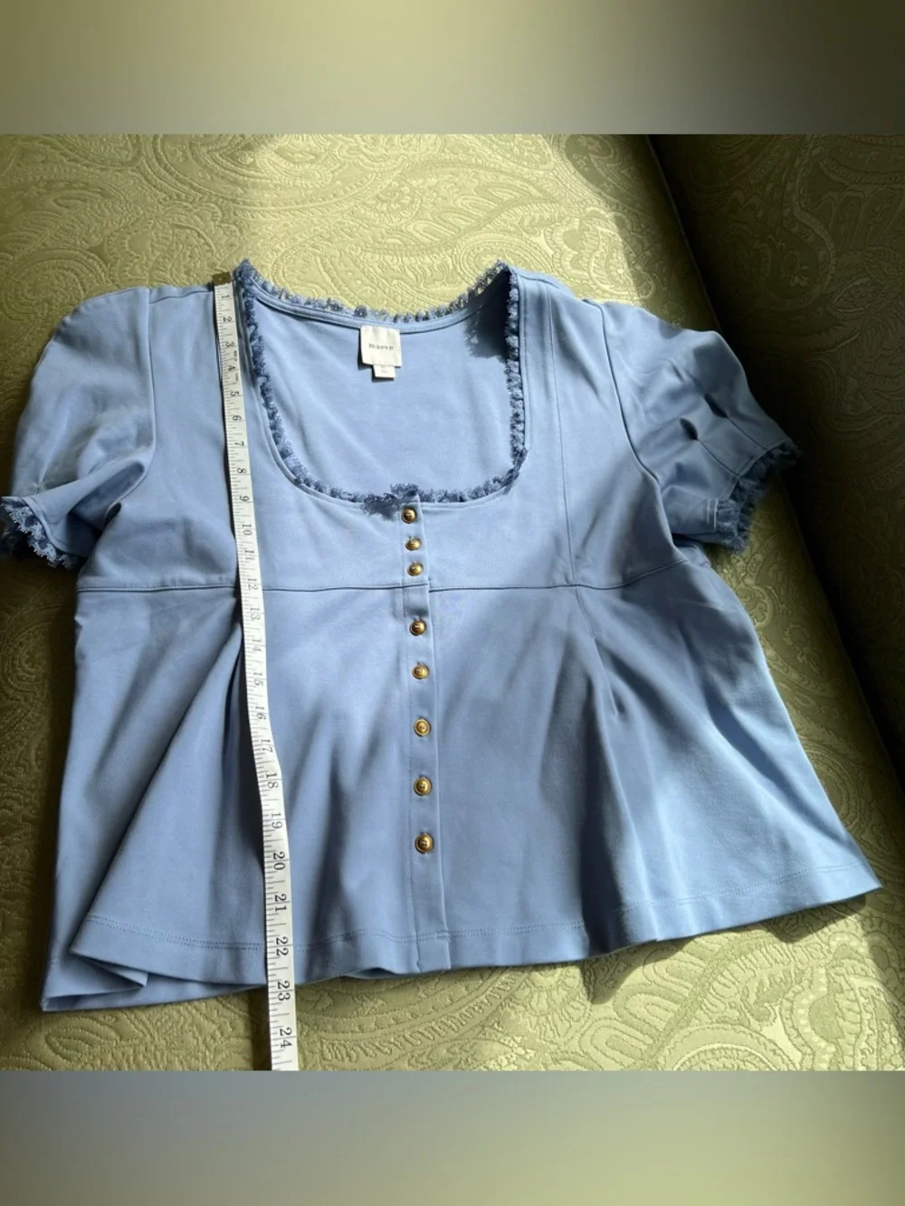Anthropologie Maeve Puff-Sleeve Babydoll Top Size XL - Picture 5 of 11